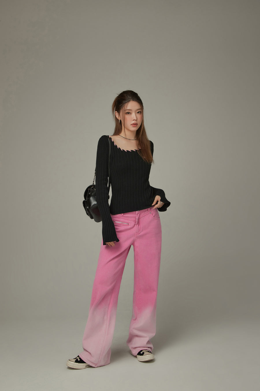 CHUU Color Ribbed Knit Top