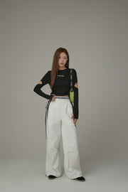 Logo Banding Wide Casual Pants