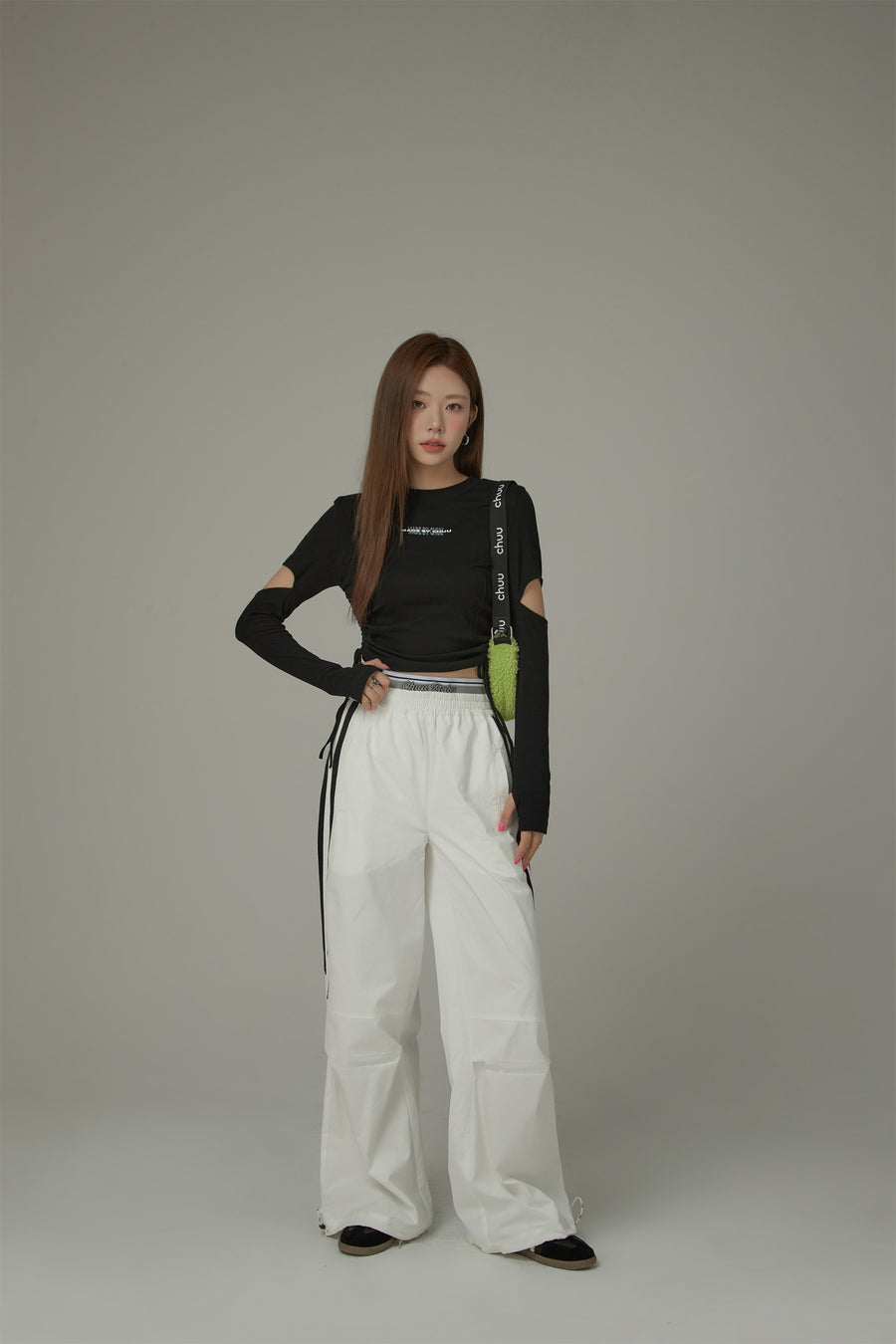 CHUU Logo Banding Wide Casual Pants