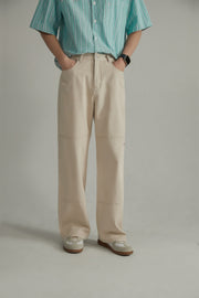 Colored Straight Wide Denim Pants