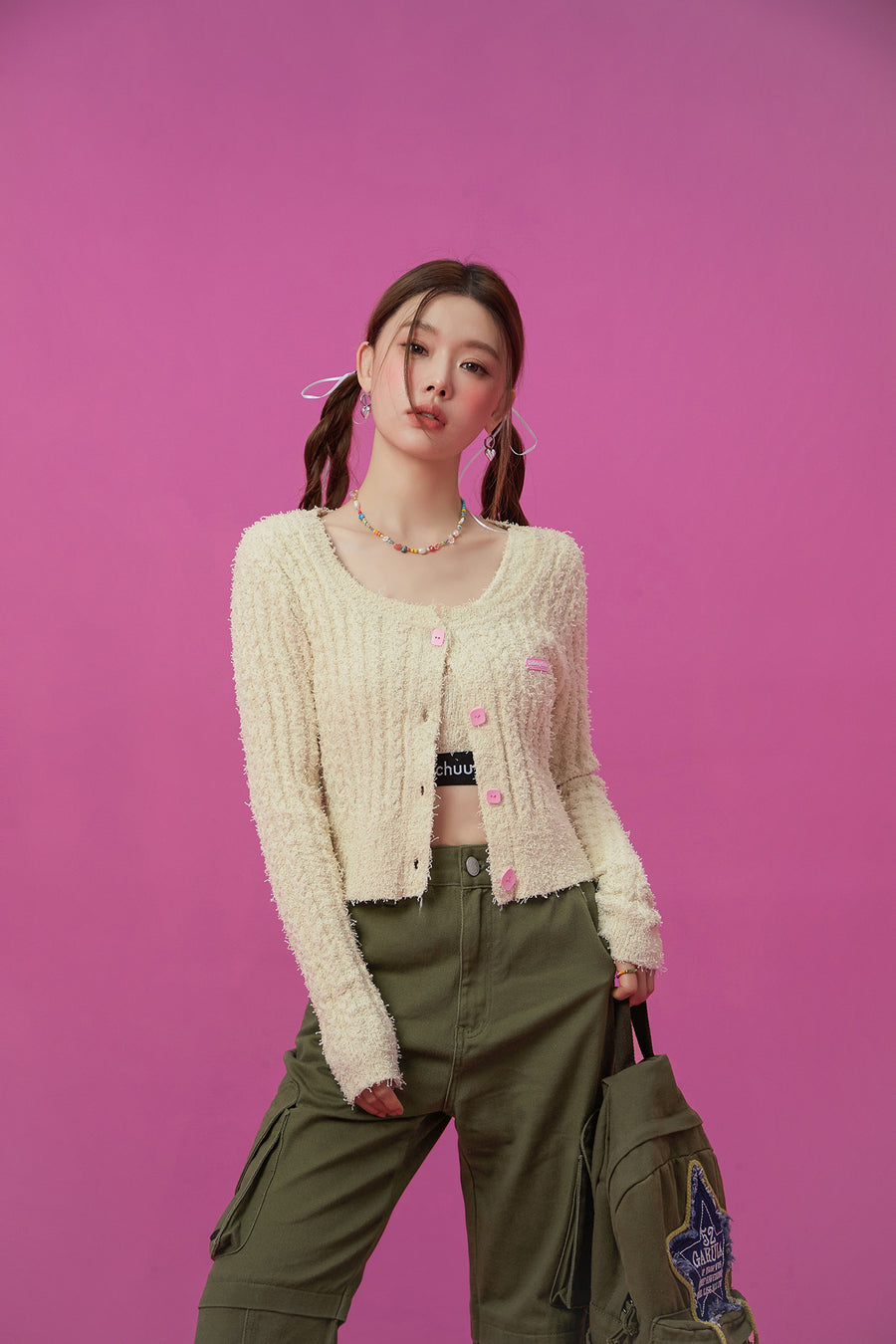 CHUU Color Crop Cardigan