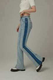 High Waist Frayed Bootcut Denim Jeans