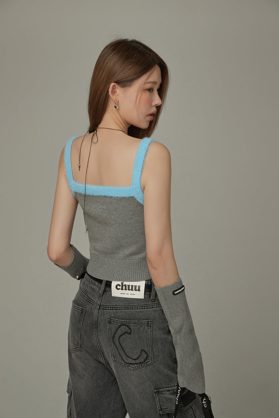 CHUU Line Color Scheme Sleeveless Crop Top