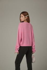 Logo Heart V-Neck Knit Sweater