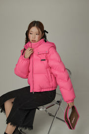 Colored Hooded Simple Padded Jacket