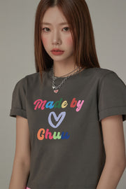 Made By Chuu Colorful Printed Cropped T-Shirt