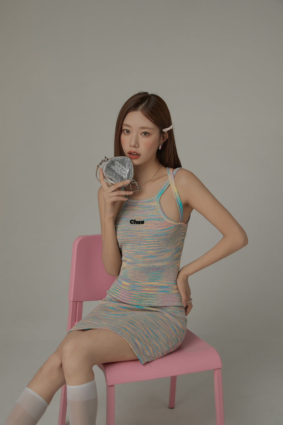 CHUU Embroidered Back Open Mini Dress