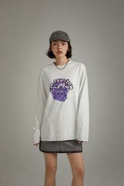 Printed Boxy Mushroom Long Sleeve T-Shirt