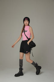 Elastic Waist Drawstring Sporty Shorts