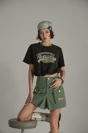 Team Spirit Printed Cropped Sporty Top