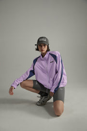 Colorblocked Boxy Sports Style Casual Drawstring Jacket