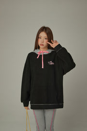 Fleece Color Combination Hoodie