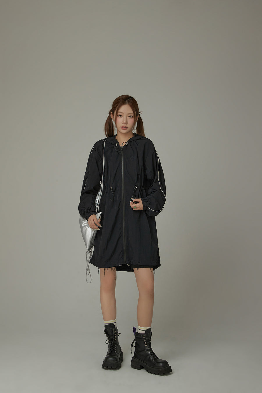 CHUU Basic Cinched String Hooded Jacket