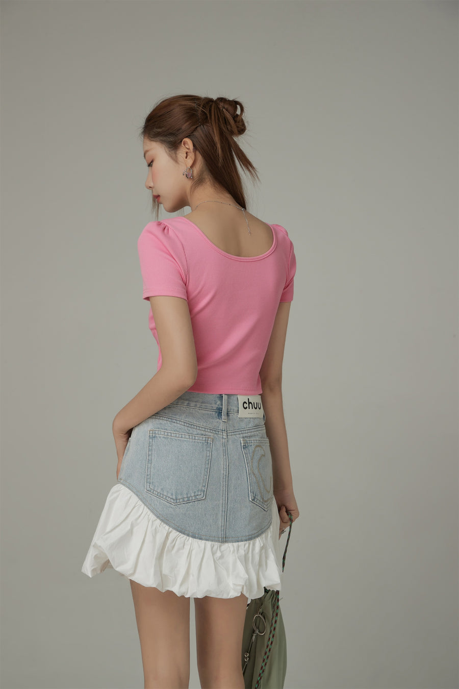 CHUU U-Neck Shirring String Corset Top