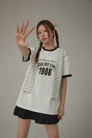 Color Lined Sporty Loose Fit T-Shirt