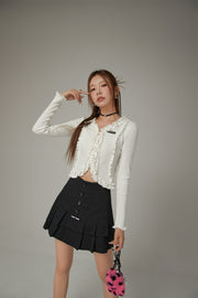 Ruffle Tie Up Long Sleeve Top