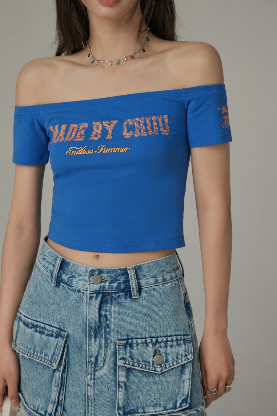 CHUU Made By Chuu Off-The-Shoulder Slim T-Shirt