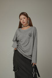 Drawstring Loosefit Long Sleeve T-Shirt