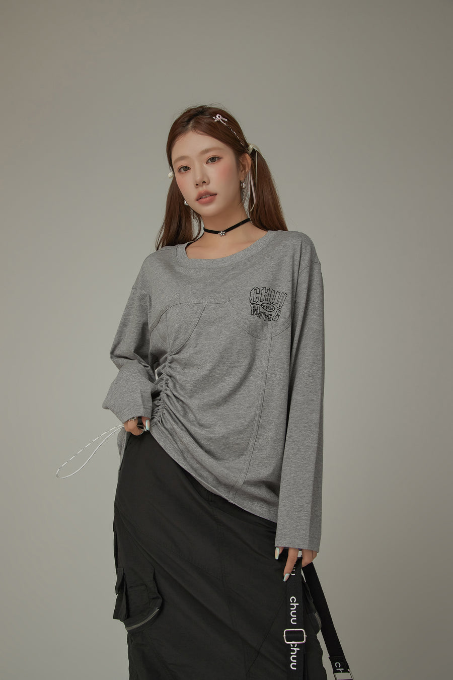 CHUU Drawstring Loosefit Long Sleeve T-Shirt