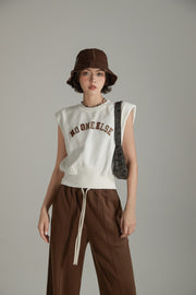 Shoulder Pad Logo Sleeveless Top