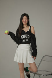 Sport Shirring Frill Mini Skirt