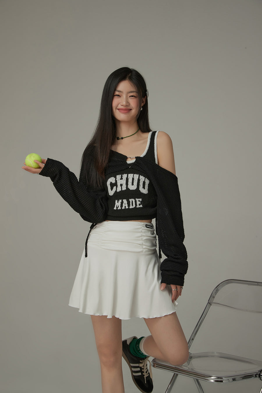 CHUU Sport Shirring Frill Mini Skirt