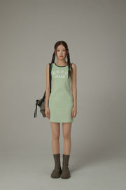 Fall In Love With Chuu Color Lined Sleeveless Mini T-Shirt Dress