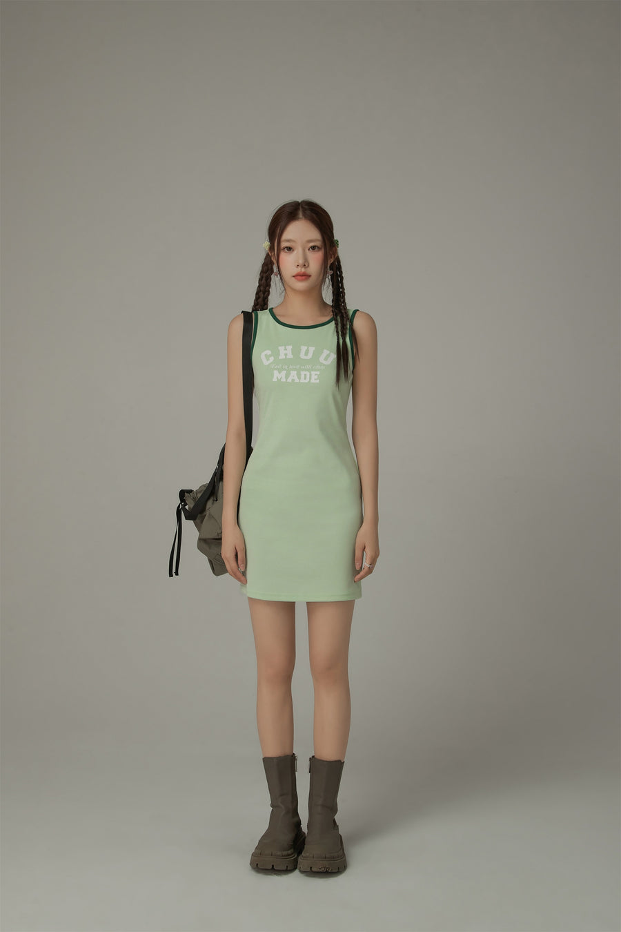 CHUU Fall In Love With Chuu Color Lined Sleeveless Mini T-Shirt Dress