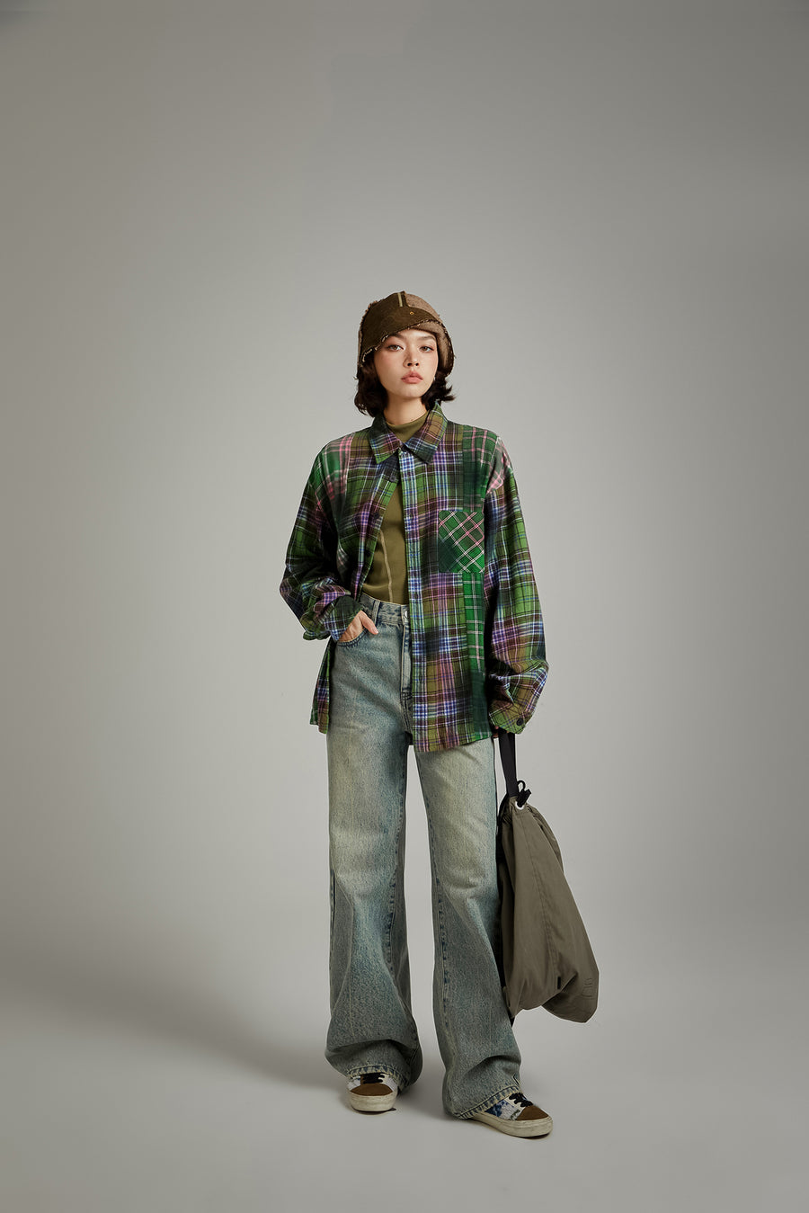 CHUU Printed Check Shirt