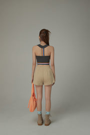 Rainbow Line Banding Open Back Sleeveless Crop Top