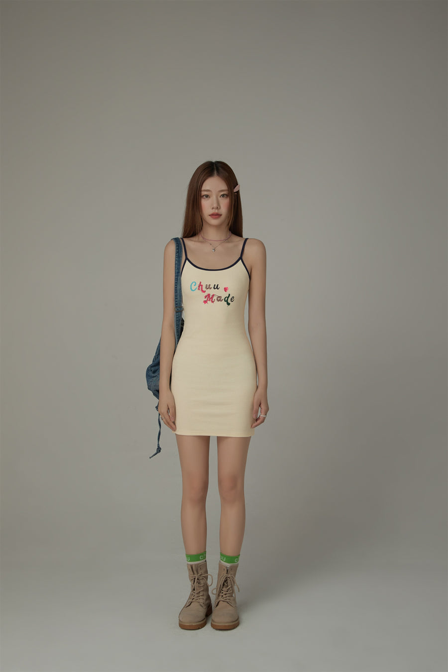 CHUU Chuu Made Heart Embroidered Sleeveless Mini Dress