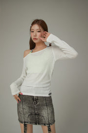 Unbalanced Off The Shoulder Long Sleeve T-Shirt