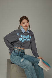 Logo Heart String Crop Sweatshirt