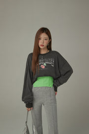 Size Doesnt Matter Cherry Crop Boxy Sweatshirt