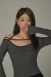 Chest Strings Long Sleeves Top