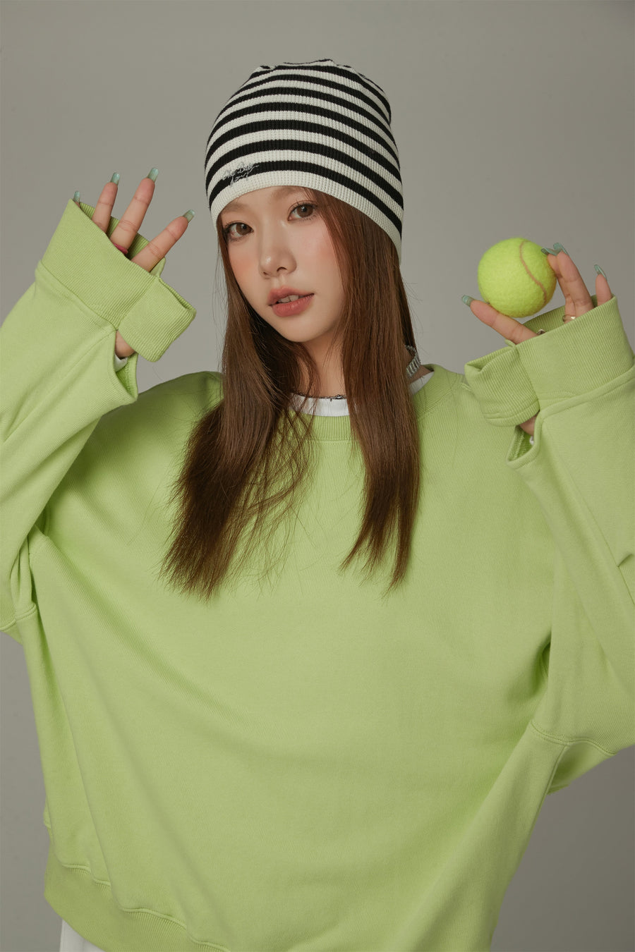 CHUU Waffle Knit Striped Beanie