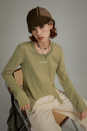 Simple Unbalanced Long Sleeve T-Shirt