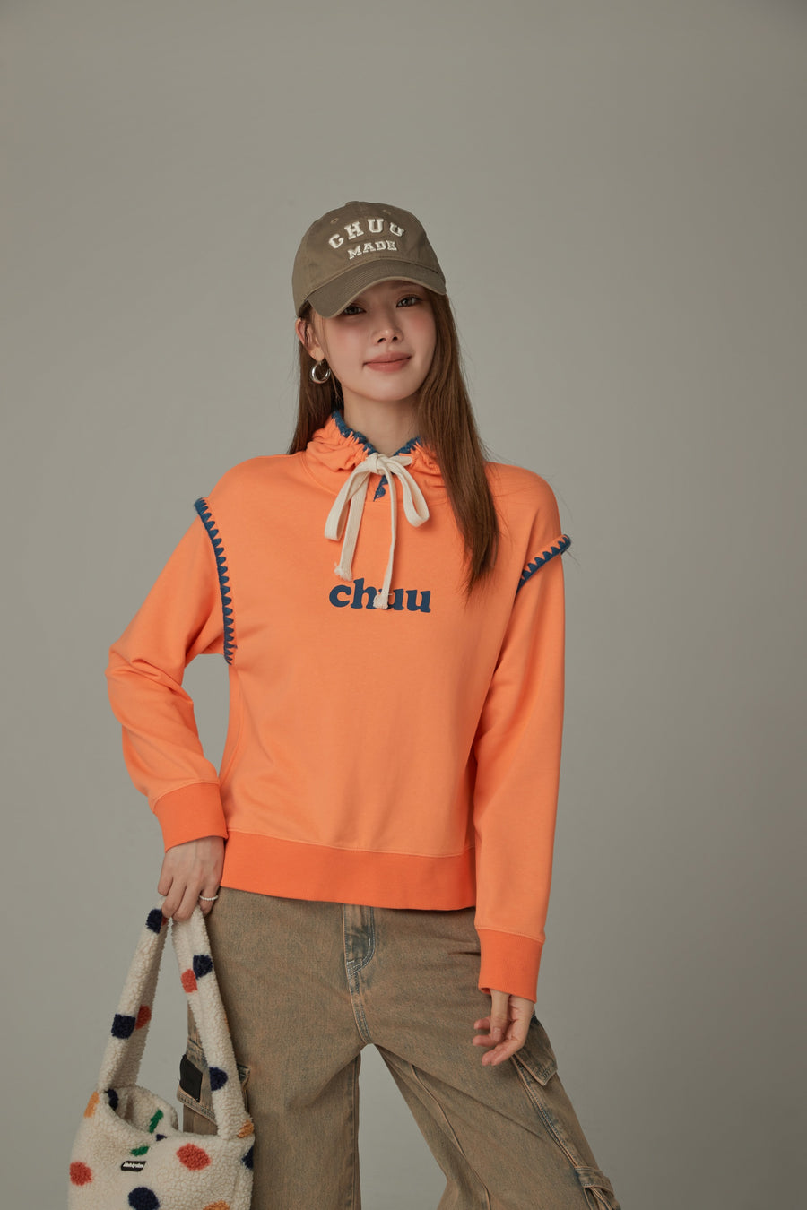 CHUU Logo Lined String Hoodie