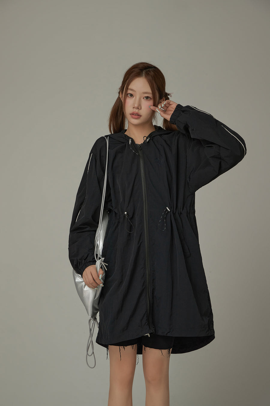 CHUU Basic Cinched String Hooded Jacket