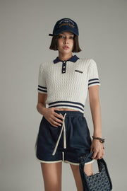 Colorblocked Striped Knit Slimfit Top