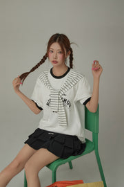 Color Lined Sporty Loose Fit T-Shirt