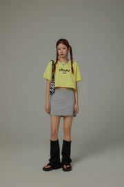 Chuu Lettering Logo Loose-Fitting Cropped Short Sleeve T-Shirt