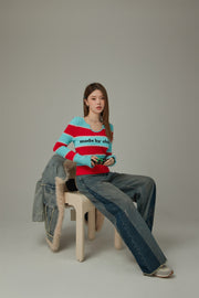 Logo Color Stripe Knit Sweater