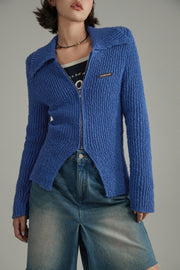 Simple Ribbed Zip-Up Cardigan