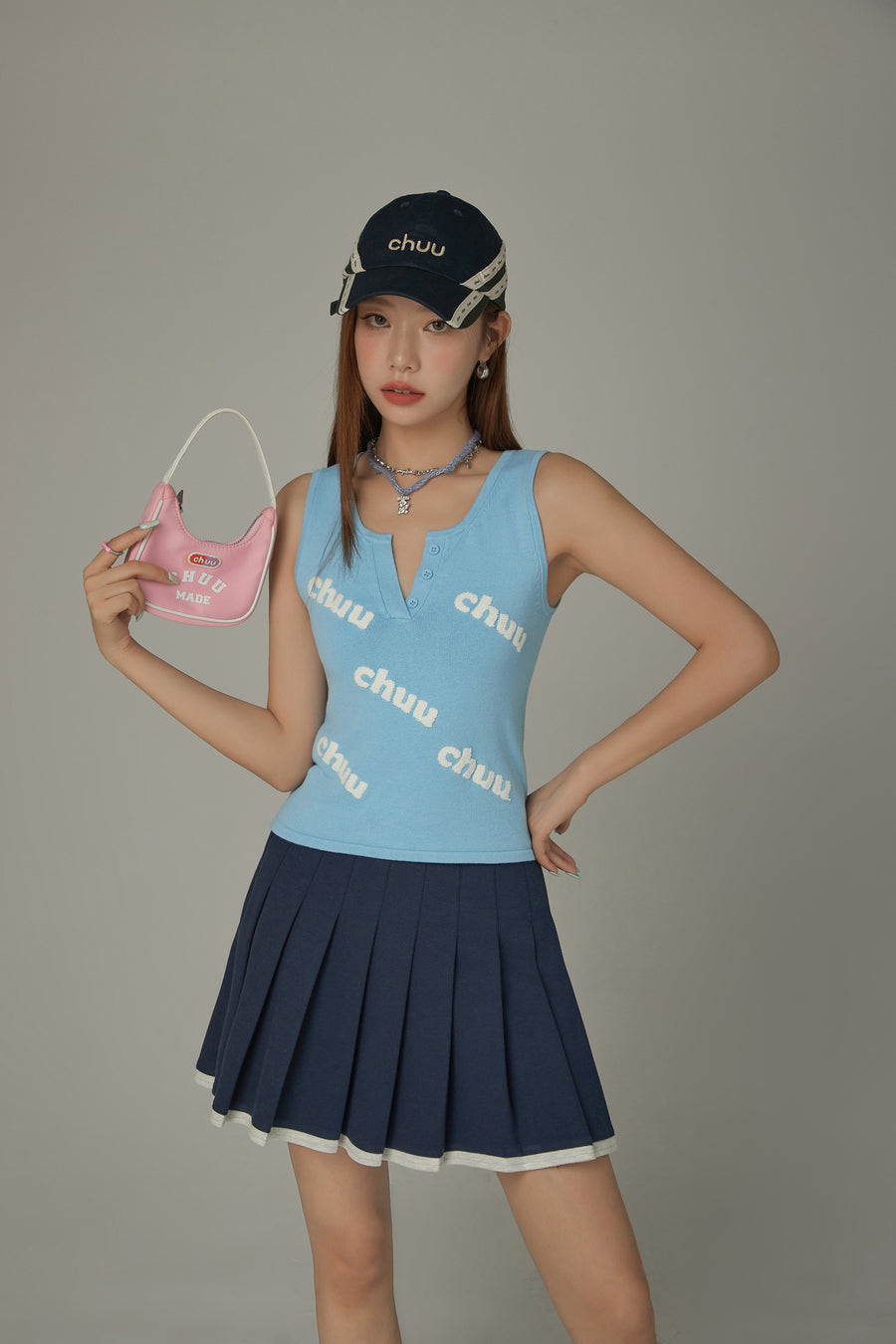 CHUU Logo Color Lettering Button Sleeveless Top