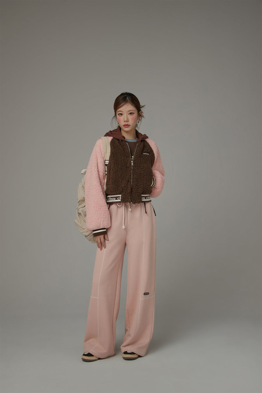 CHUU Raglan Color Combination Fluffy Jacket