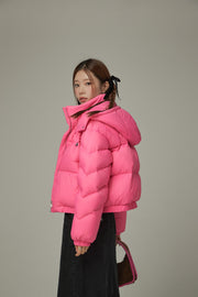 Colored Hooded Simple Padded Jacket