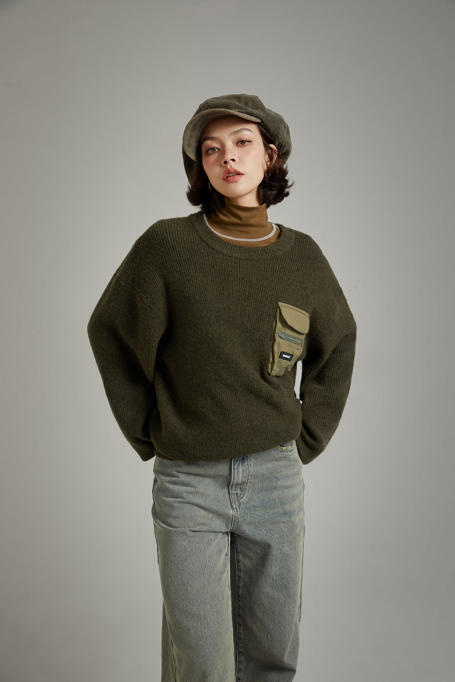 CHUU Pocket Loose Fit Knit Sweater