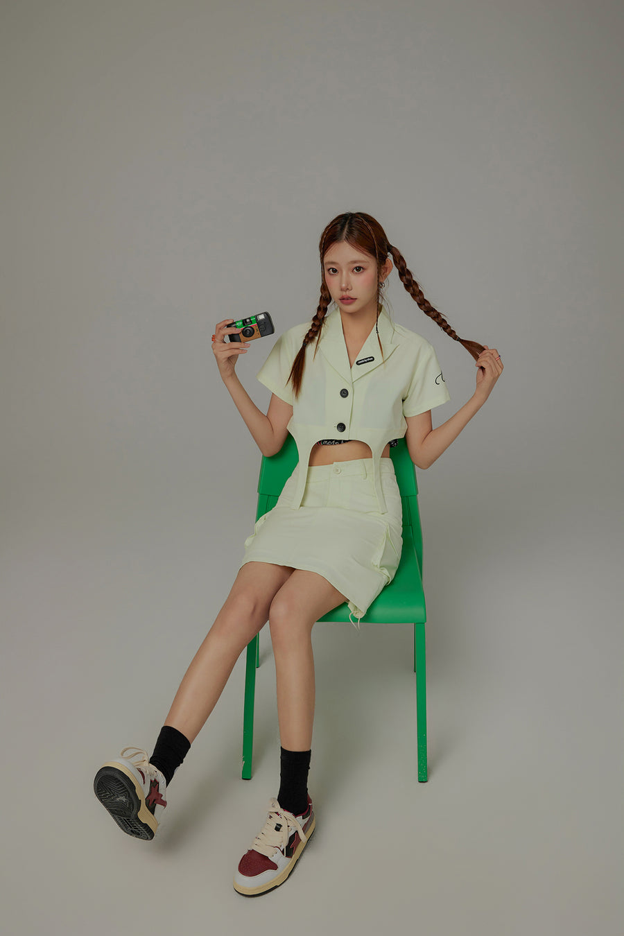 CHUU String Shirrring Daily Pocket Knee Length Skirt