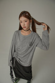 Drawstring Loosefit Long Sleeve T-Shirt